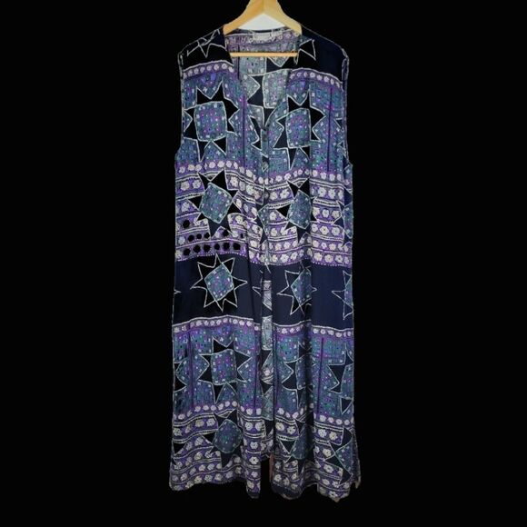 90s Vintage Stars Patterned Sleeveless Dress - Picture 2 of 14